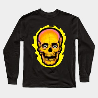 Vintage Flaming Skull Halloween Long Sleeve T-Shirt